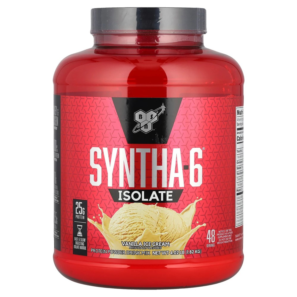 BSN, Syntha-6 Isolate, Vanilla Ice Cream, 4.01 lbs, Whey & Casein Matrix Protein