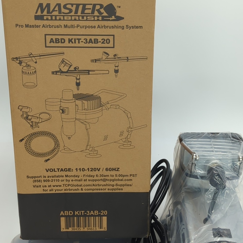MASTER AIRBRUSH ABD-3AB-20 Pro Master Multi-Purpose Airbrush Kit System NEW