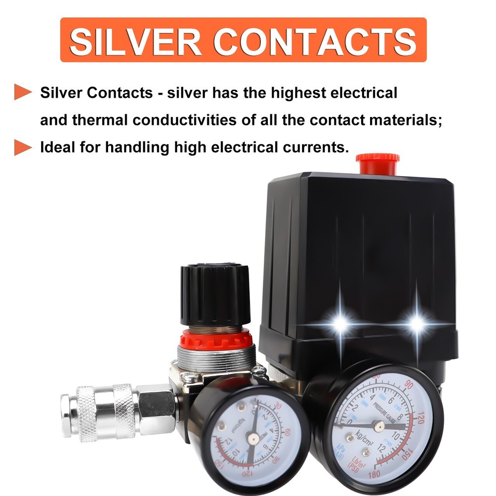 Air Compressor Pressure Switch Control Valve, 90-120PSI Pressure Regulator