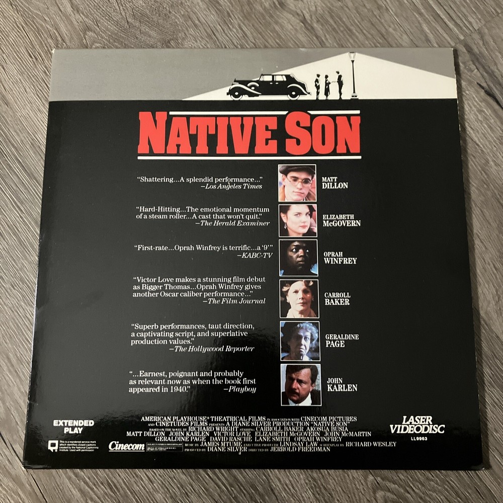 Laserdisc R * Native Son * Victor Love Matt Dillon Elizabeth McGovern