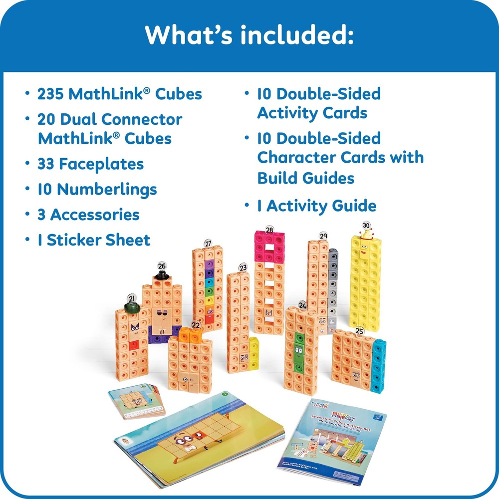 hand2mind MathLink Cubes Numberblocks 21-30 Activity Medium, Multicolored
