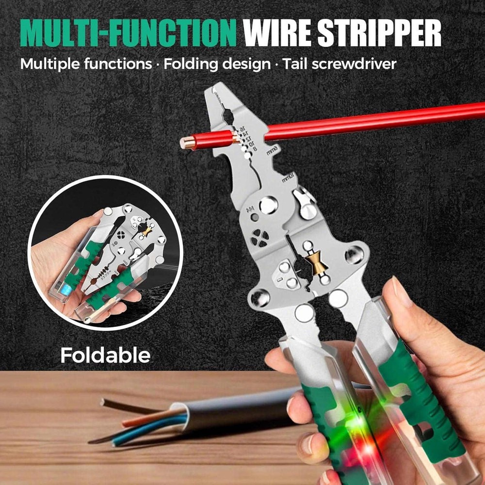 1 PCS Portable Multi-Functional Wire Stripper With Electrical Test & Cutter