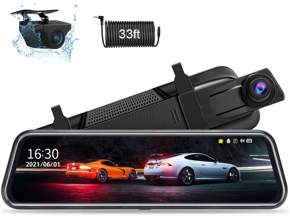 Rearview Mirror Dash Cam with Touch Control & Super Night Vision Features