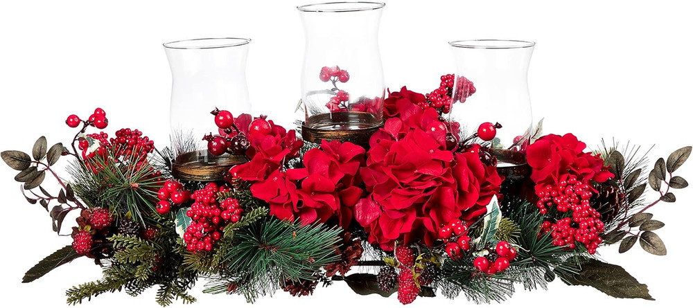 Artificial Hydrangea Holiday Candelabrum