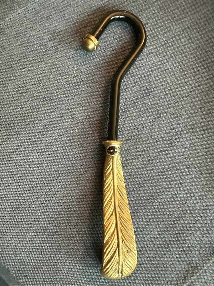 Vintage Solid Brass Damper Hook Flue Pull Feather Shape From Shillito’s