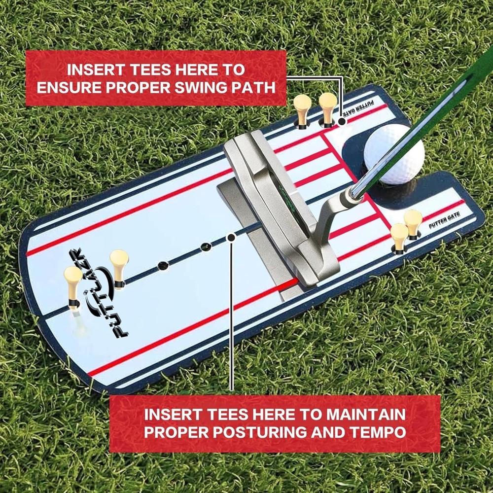 Golf Putting Mirror with 6 Tees, Putting Mirror Training Aid for Golf Practic...