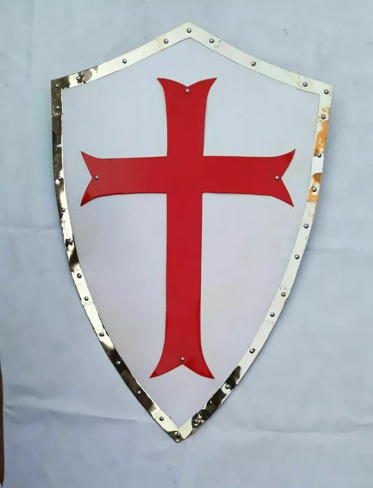 Medieval 28' Shield Knight Templar Crusader Shield Armour With Red Cross Shield