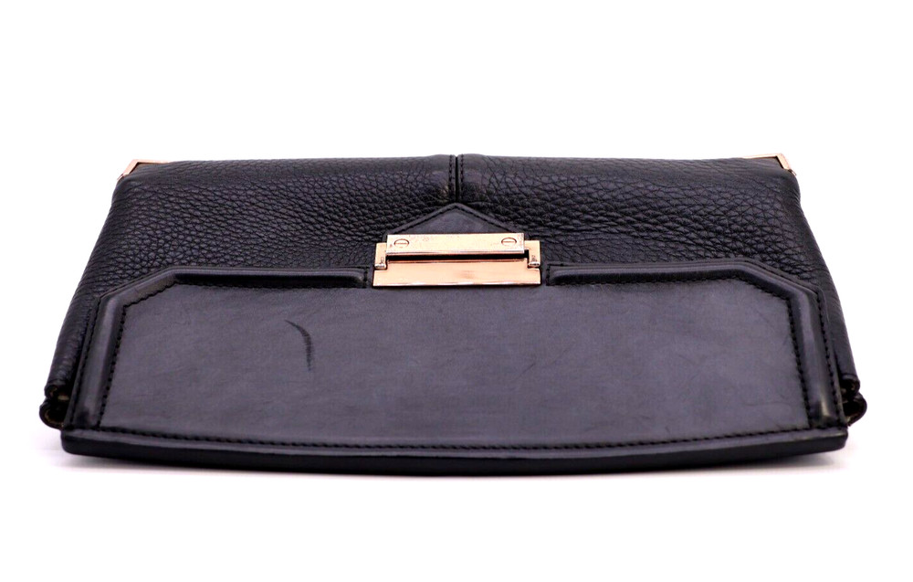 ALEXANDER WANG Clutch Bag Cowhide Leather Black Square Classic Authentic