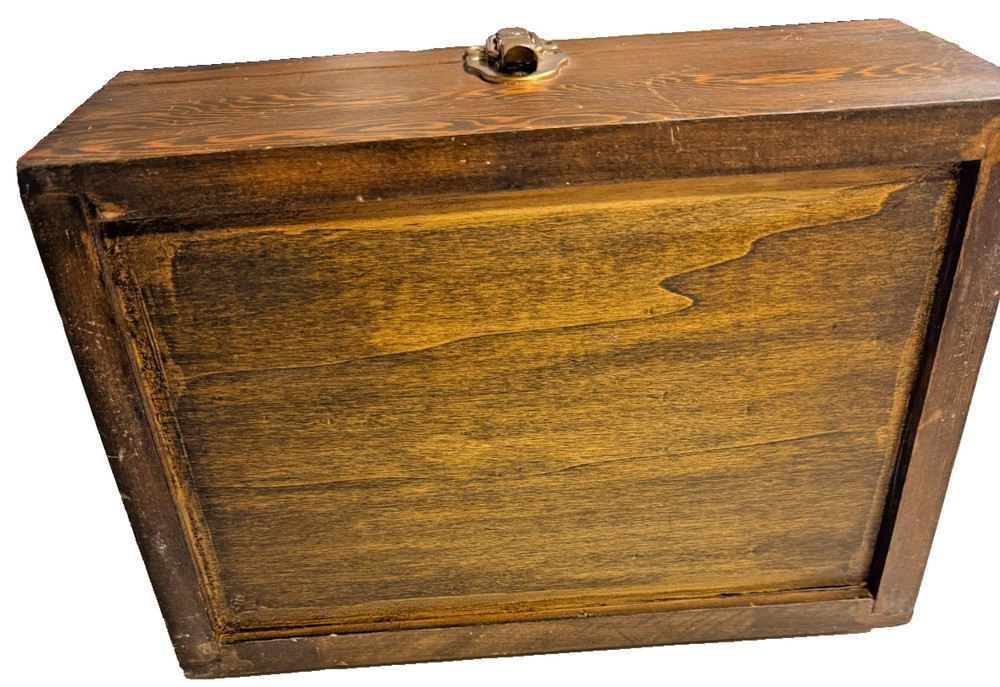 Wooden Shoe Shine Box with Latch Closure