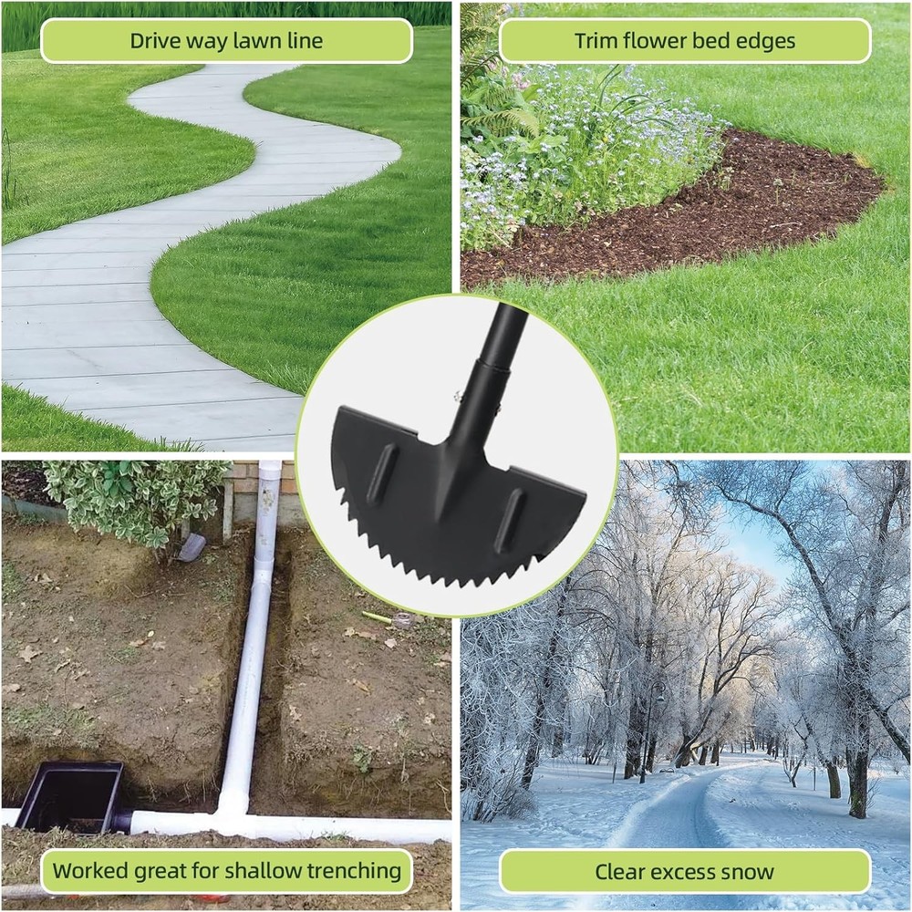Half Moon Edger Lawn Tool - Heavy Duty Saw Tooth Manual Edgers with Sharp Blade
