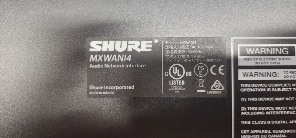 Shure MXWANI4 MicroFlex Wireless Audio Network Interface