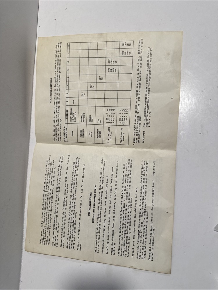 Taito Superman Operating Manual