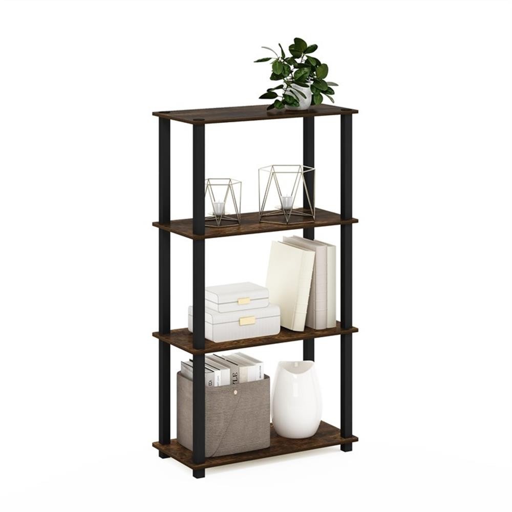 Pemberly Row 4-Tier Multipurpose Shelf Display Rack in Amber Pine/Black