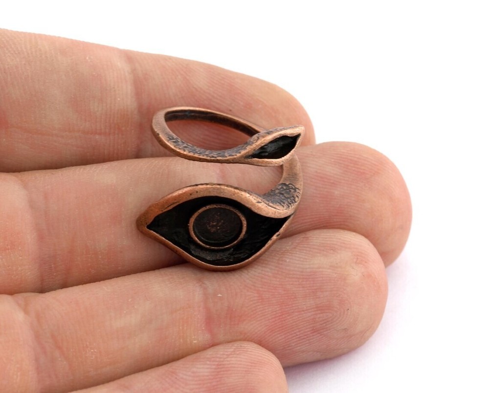 Leaf Eye Ring Adjustable Bezel Antique Copper 6 mm Round Setting 7-9Us size 4783
