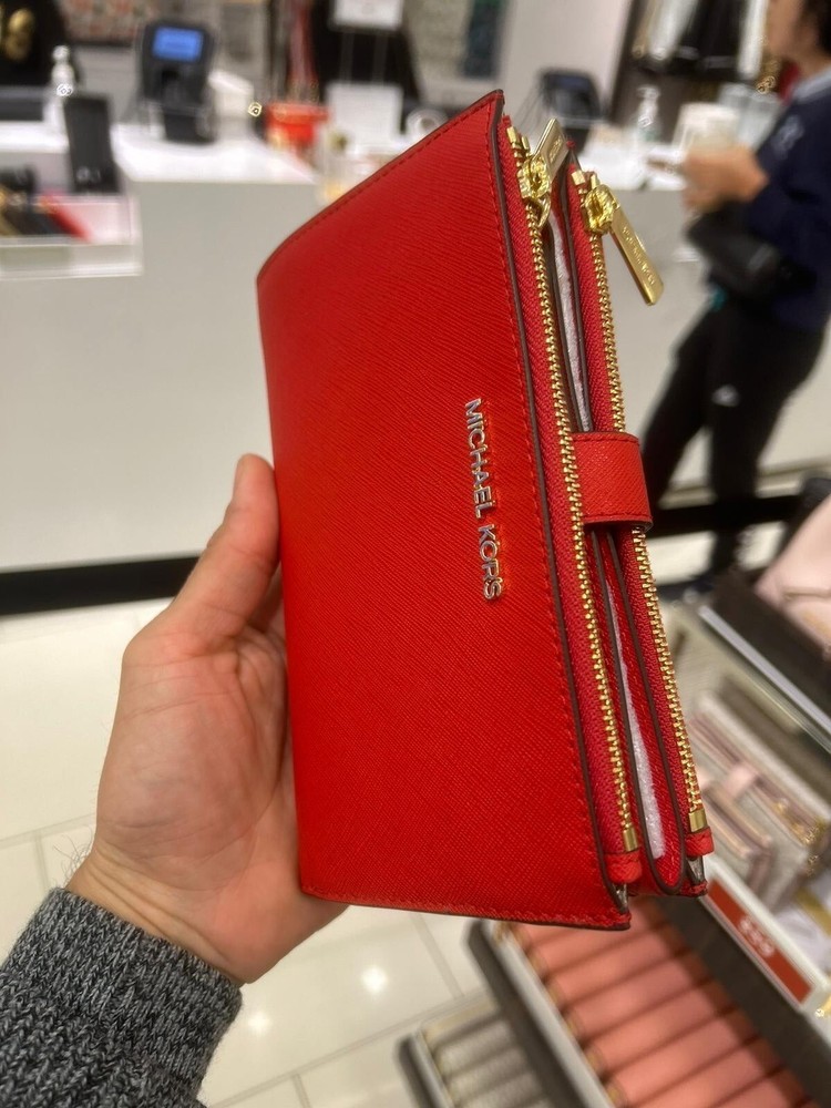 Michael Kors Double Zip Wristlet Wallet Bright Red