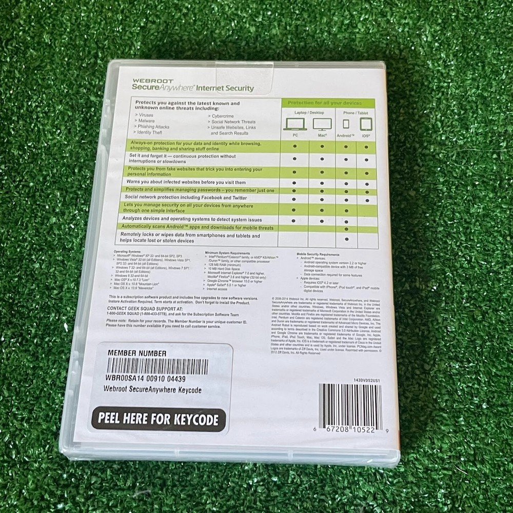 Webroot Secure Anywhere Advanced Security for PC, Mac and Mobile Devices CD NEW