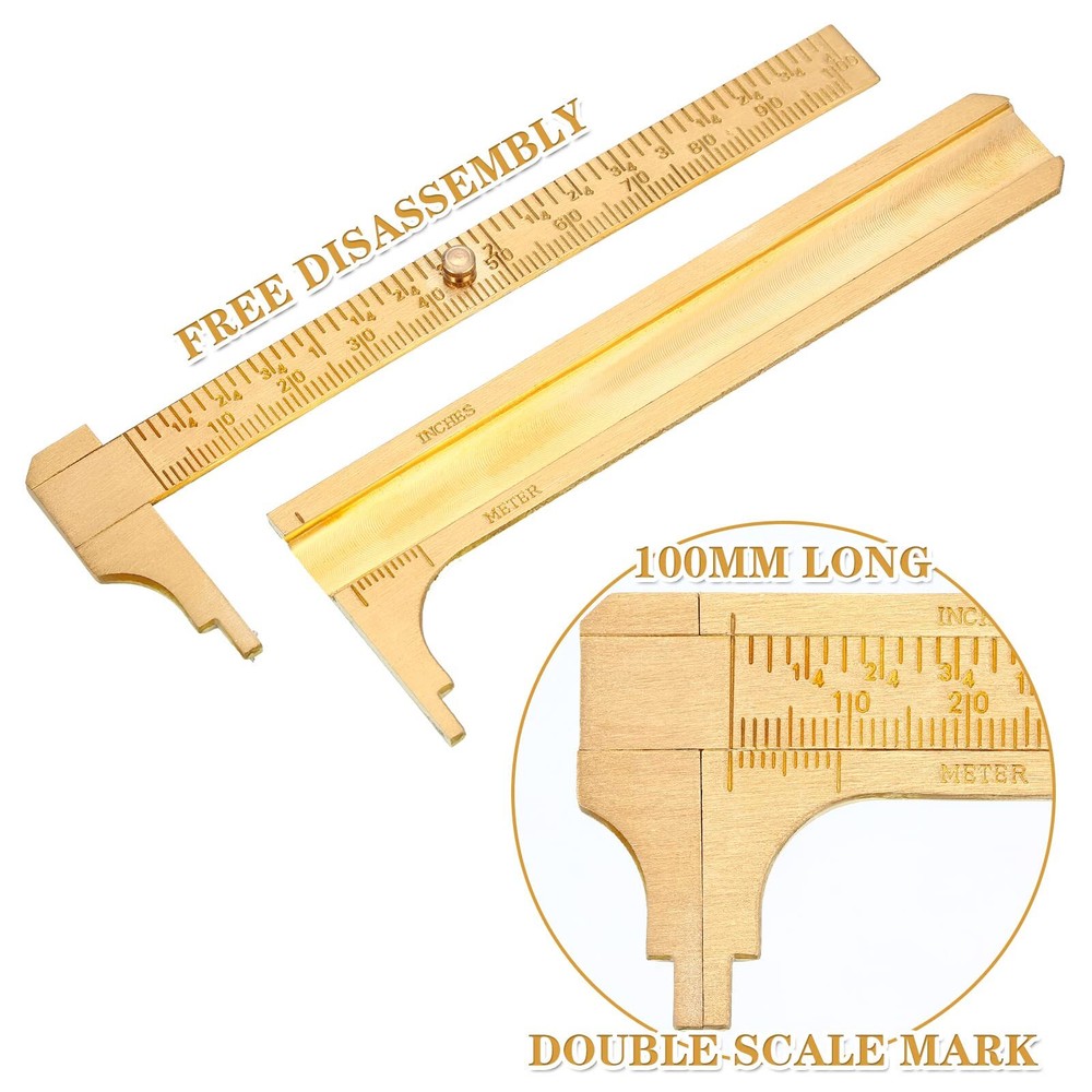 2 Pack Brass Vernier Caliper Pocket Handy Caliper Measuring Mini Tool