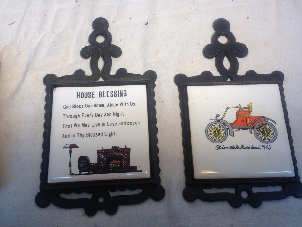 Large Pair Cast Metal Kitchen Trivet Kitchen  Car