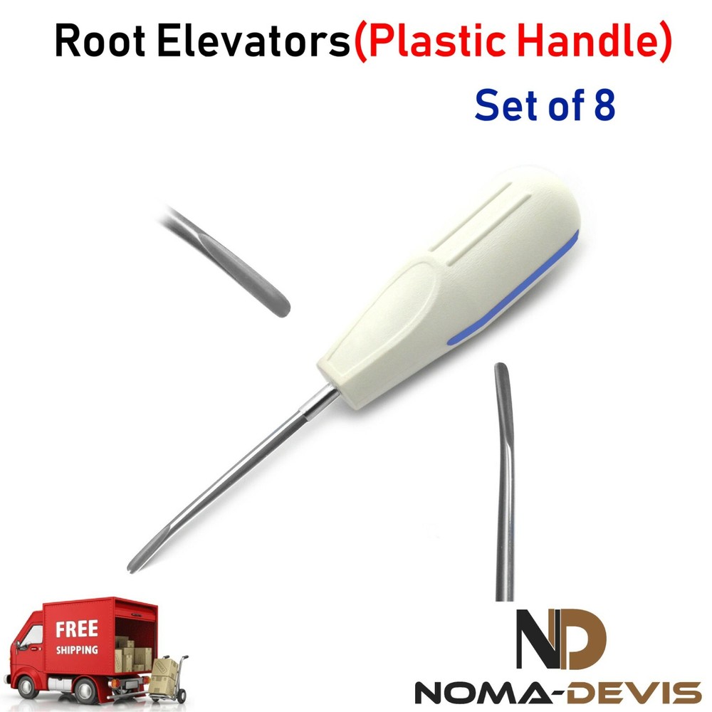 Surgical Root Elevators Tooth Extraction PDL Periotome Plastic Handle Set of 8