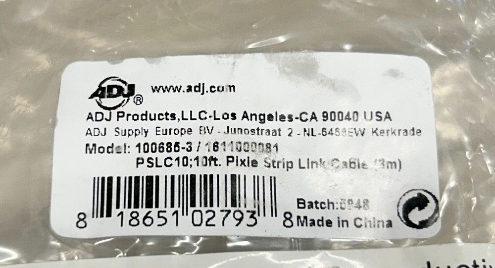 ADJ Pixie Strip 10FT Link Cable for Tri-Color LED Pixie Strips PSLC10