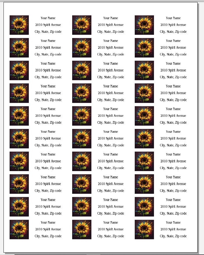 150 Sunflower Pop Art Mailing Return Address Labels Personalized