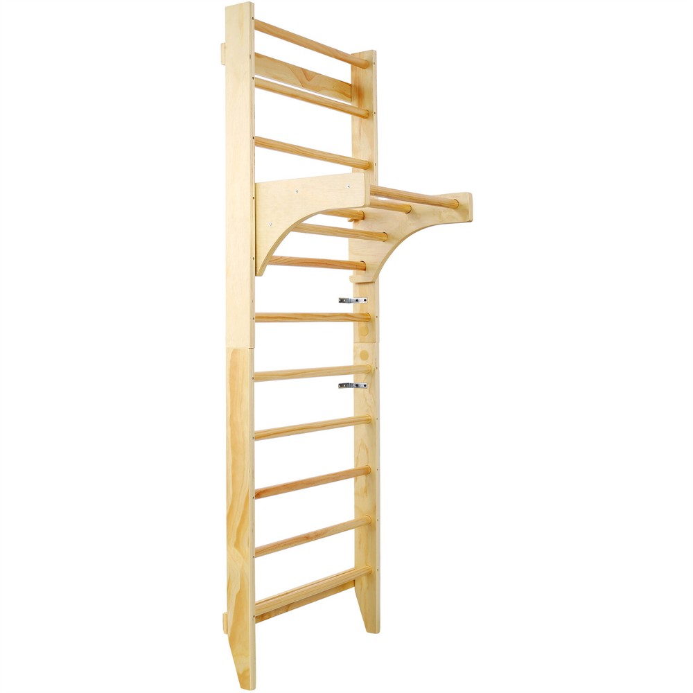 Swedish Ladder Gymnastics Stall Bar Wall Mount Adjustable Pull Up Bar Solid Wood