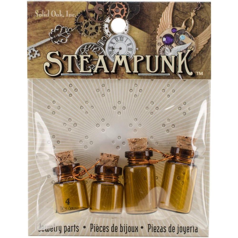Solid Soak Steampunk Glass Accents 4/Pkg-Poison Bottle