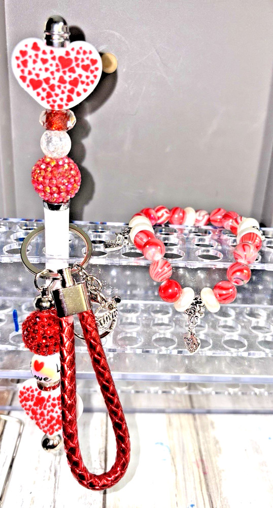 HAND MADE BEAD PEN -bead bracelet & KEY CHAIN & INK REFILL-