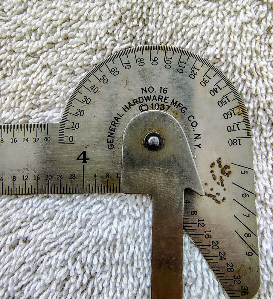 🗽GENERAL No. 16 RULE GAGE PROTRACTOR DRILL POINT CENTER EXCELLENT CONDITION