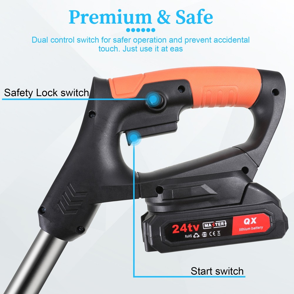 Cordless Electric Weed Lawn Eater Edger Yard Grass String Trimmer Cutter mower