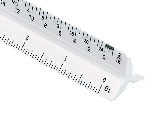 Architect Triangular Scale Ruler 12" Model 110P White with Black Graduations, Ar