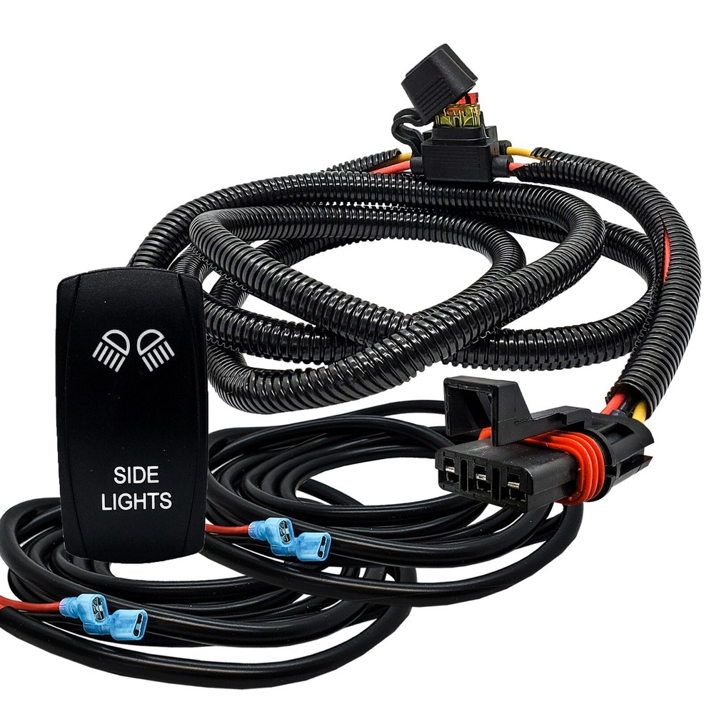 10' Split Wire Harness Kit Pulse Busbar Plug SIDE LIGHTS On/Off Rocker Switch