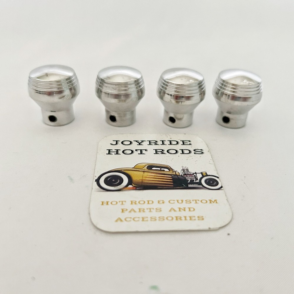 4 x 'Art Deco' Style Dash Knobs - Polished Aluminum