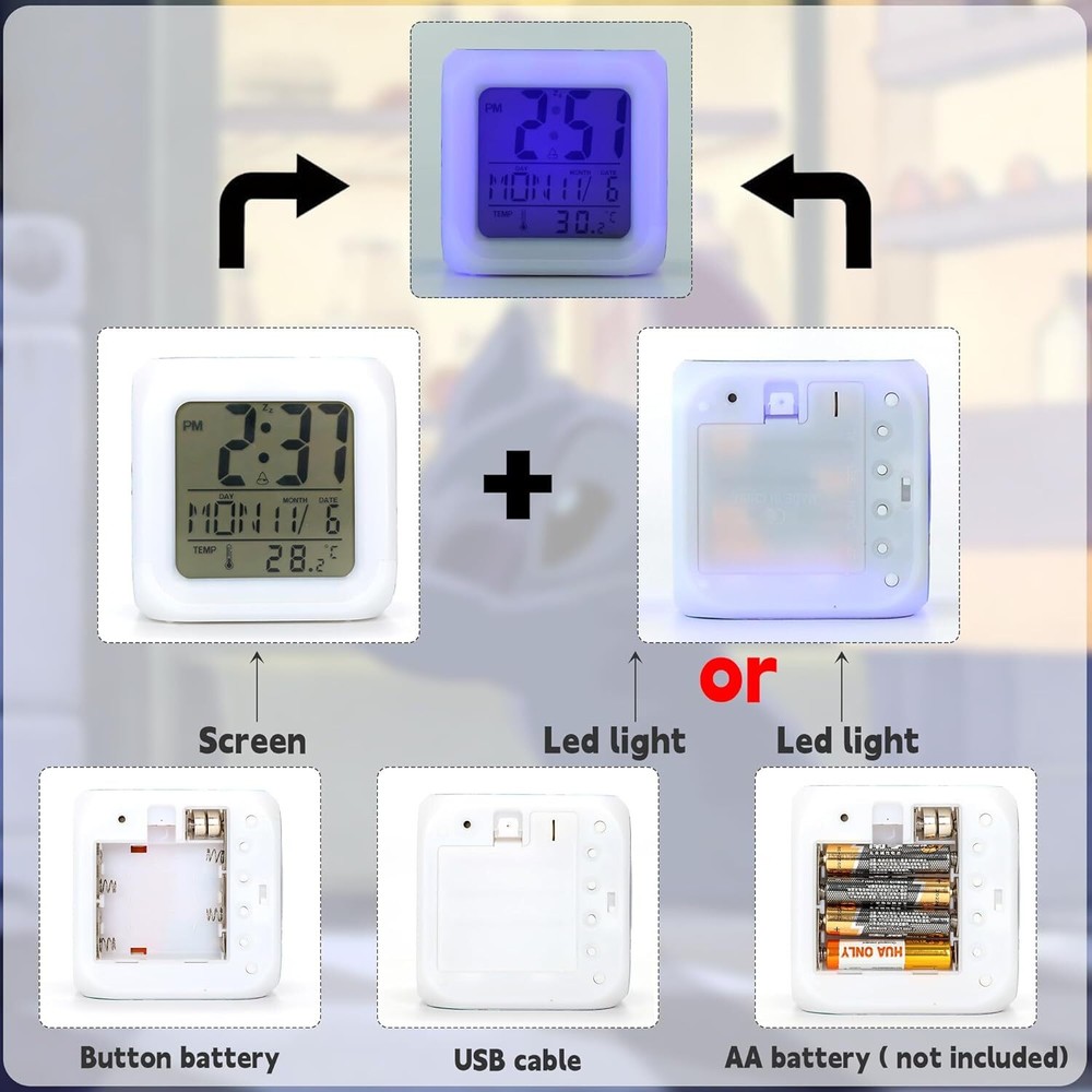 LED Alarm Clock Creative Desk Clock Glowing Electronic Colorful Digital Clock