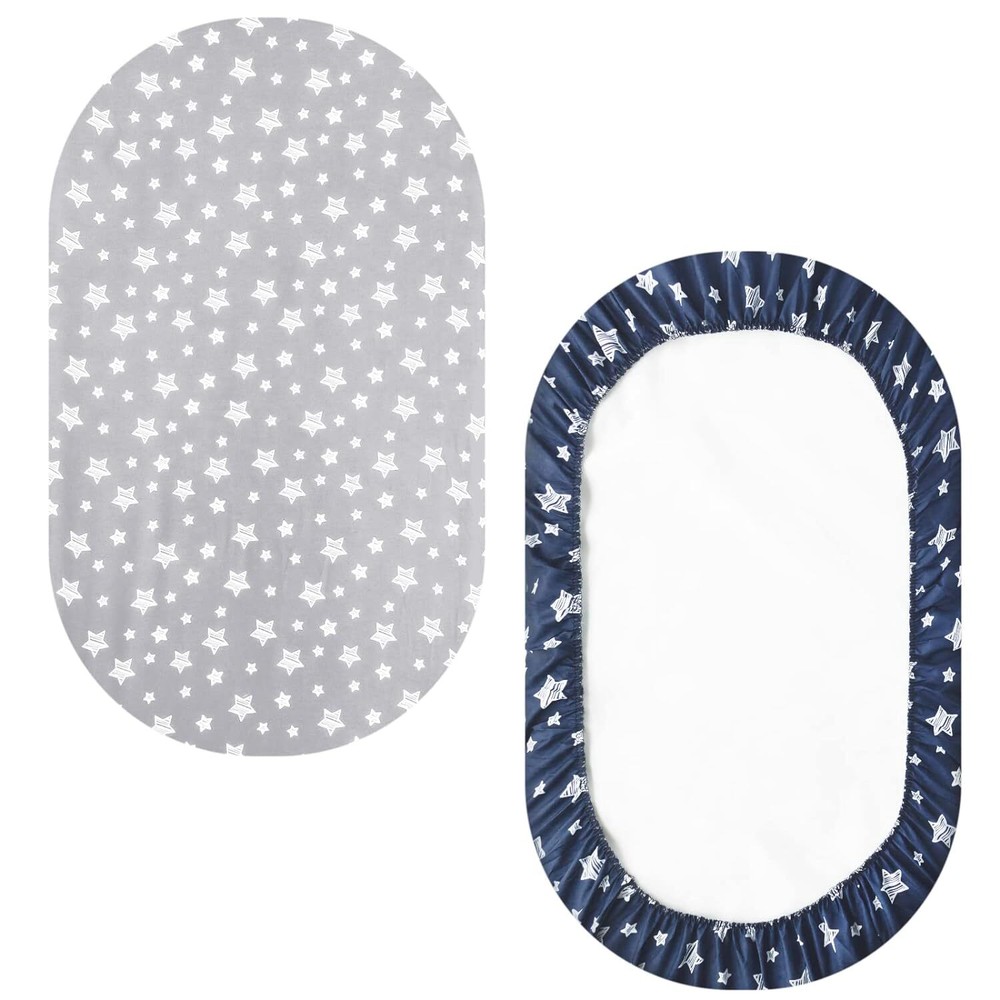 Bassinet Sheets Set 4 Pack for Baby Boy, sheet (32"X17"), Navy