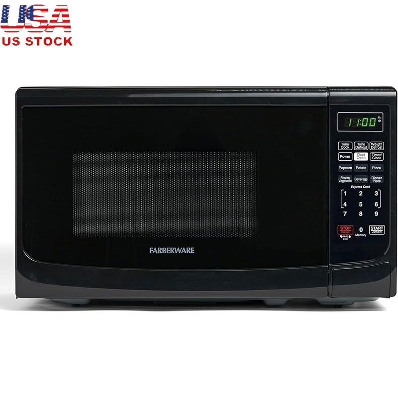 700W Compact Microwave Oven Countertop Programmable W/ LED Display Safety Lock