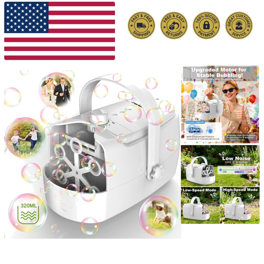 Bubble Machine Durable Automatic Bubble Blower, 18000+ Big Bubbles Per Minute...