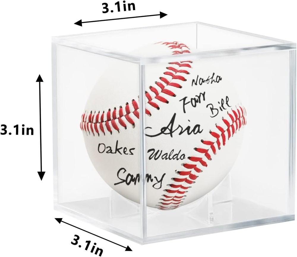 4 Pack Acrylic Baseball Display Case - UV Protected 4 Pack, Clear
