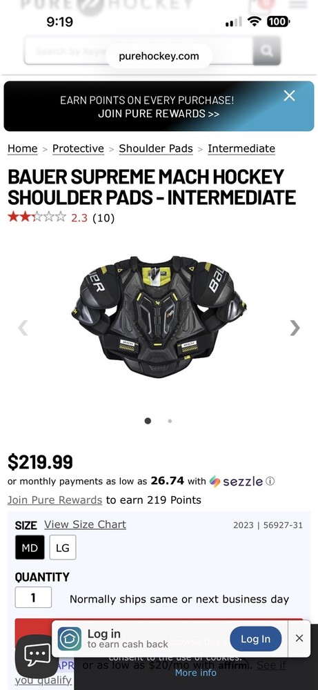 Bauer Supreme Mach Shoulder Pads Intermediate Size Large (1016-5566)