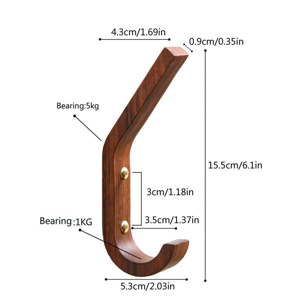 6 Pack Heavy Duty Rustic Coat Hooks Wall Mounted, Wood Wall Hooks,Decorative ...