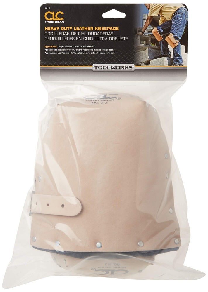 CLC 313 Heavy Duty Leather Kneepads, Double Thick Lining, Tan