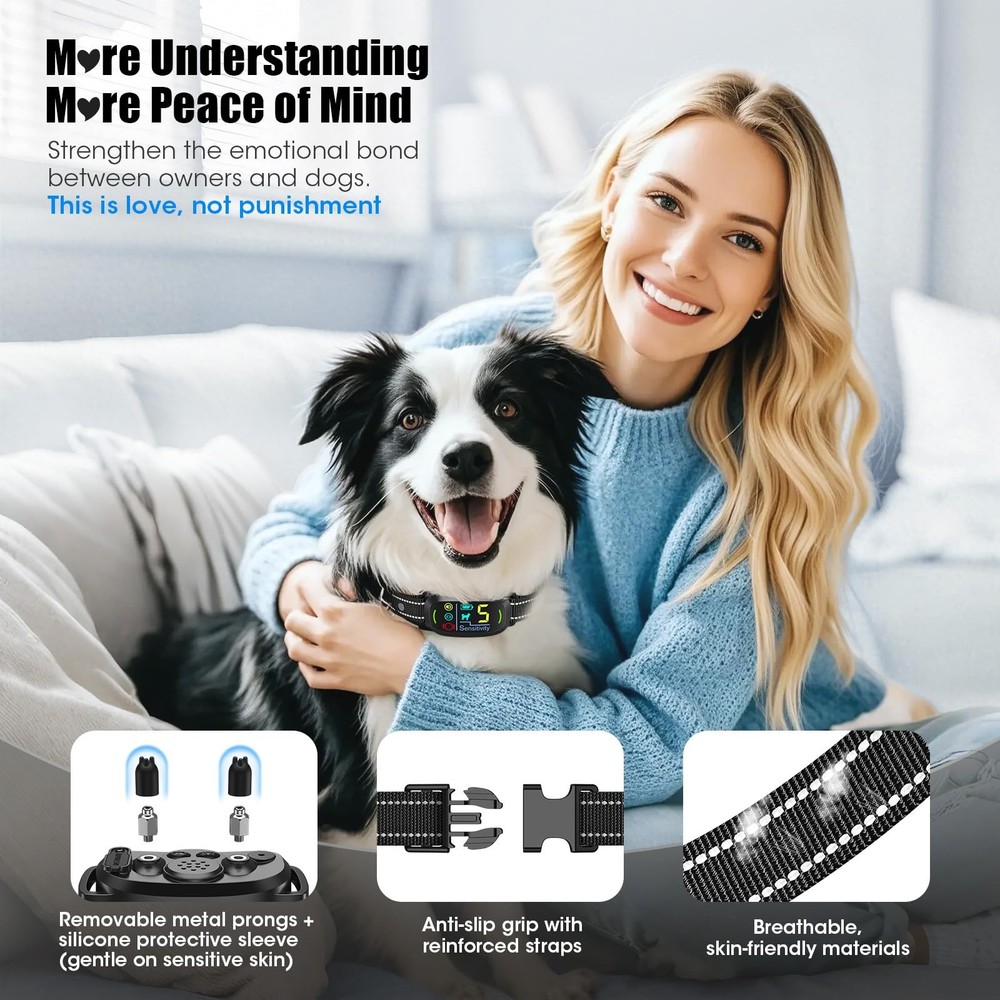 Oliry Smart AI Bark Collar for Large Medium Small Small, Black