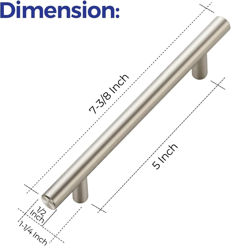 Classic Satin Nickel Cupboard Pulls - 5" Center - 30 Count