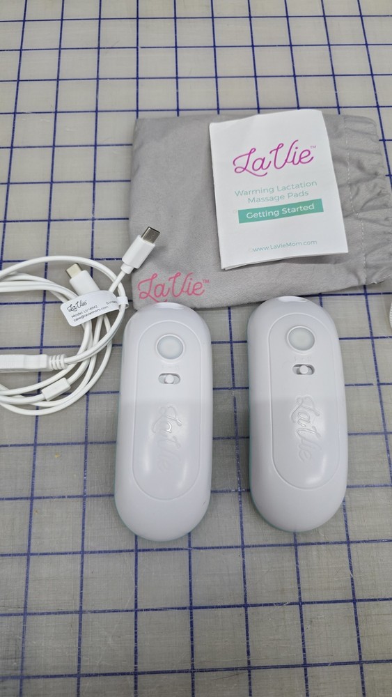 LaVie Warming Lactation Massager Pads (2 Pack) USB Charge Cables / Storage Bag