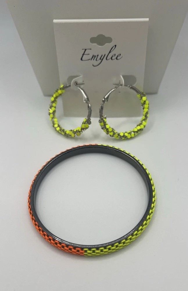 Emylee Abstract Beaded Statement Hoop Earrings With Bracelet