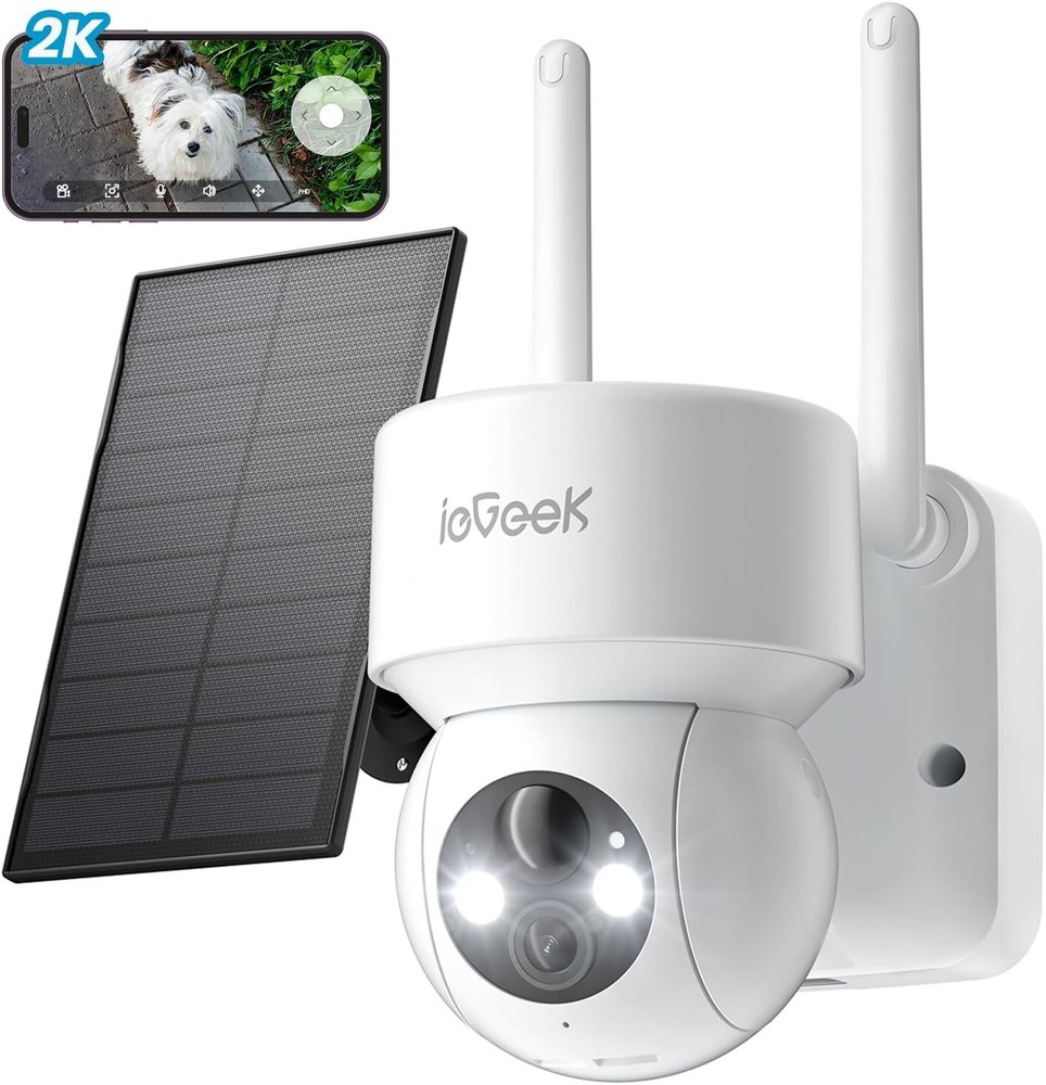 ieGeek Outdoor Wireless 2K Solar Security Camera Home WiFi Battery CCTV System