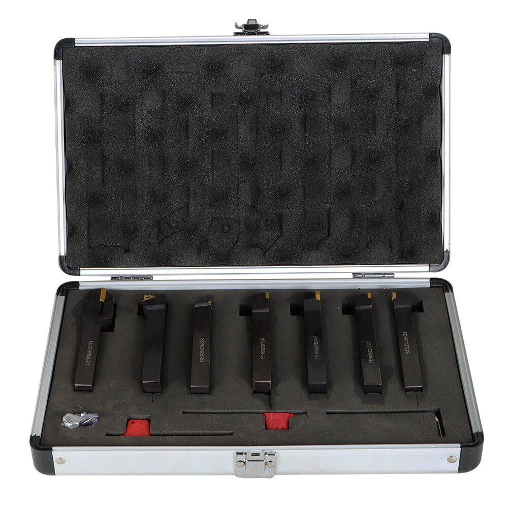 7 Pack Carbide Indexable Turning Tool 1/2" Lathe Tool Bit Thread Insert + Holder
