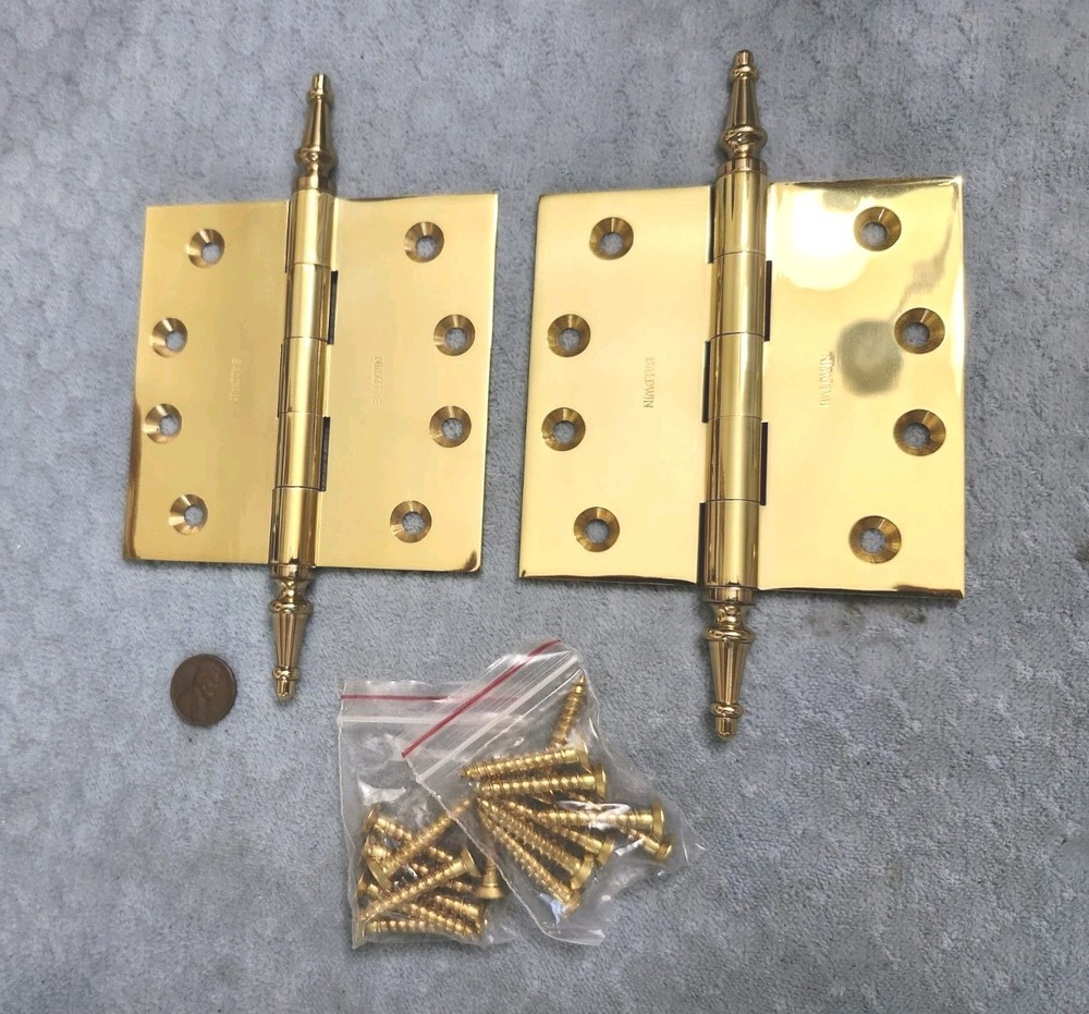 4 x 4 Baldwin Brass Steeple Hinges NOS