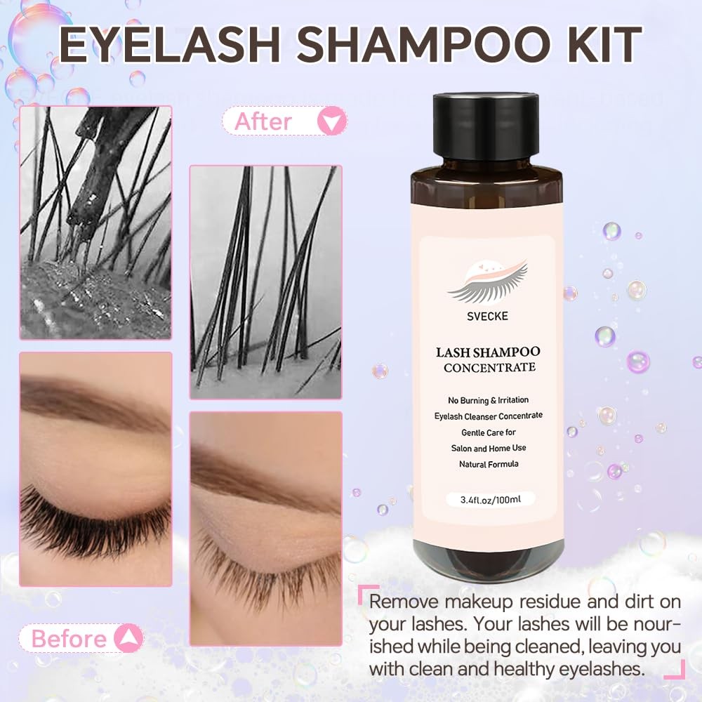 SVECKE Lash Concentrate Shampoo 100ml for Extension, 100ml, Clear