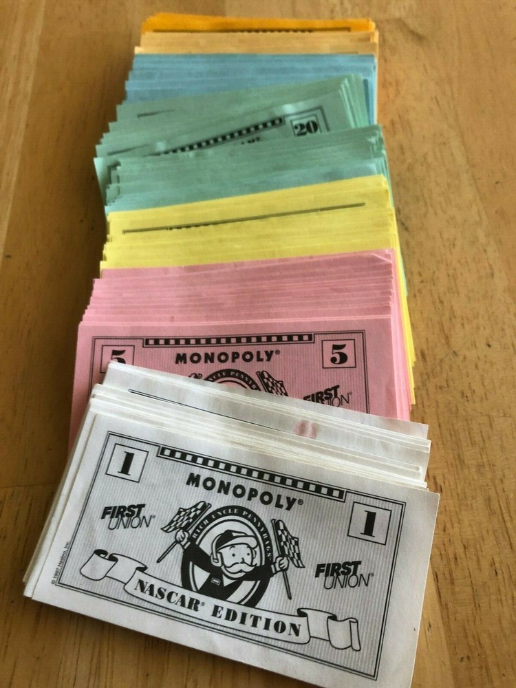 Nascar Monopoly play money Replacement Crafting Monopoly